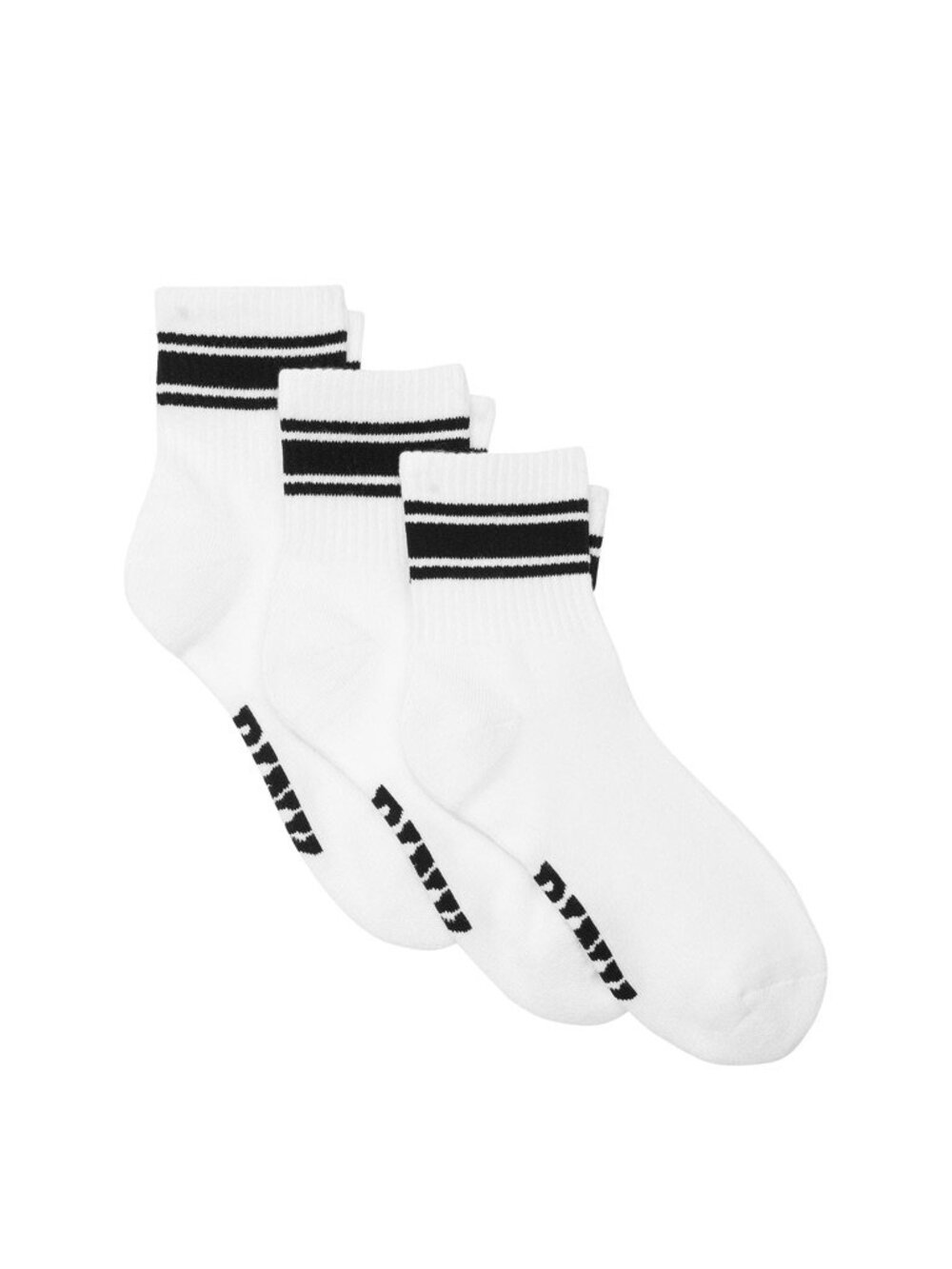 PINK Victoria’s Secret Quarter Socks 3 Pack White Black Stripe OS NWT